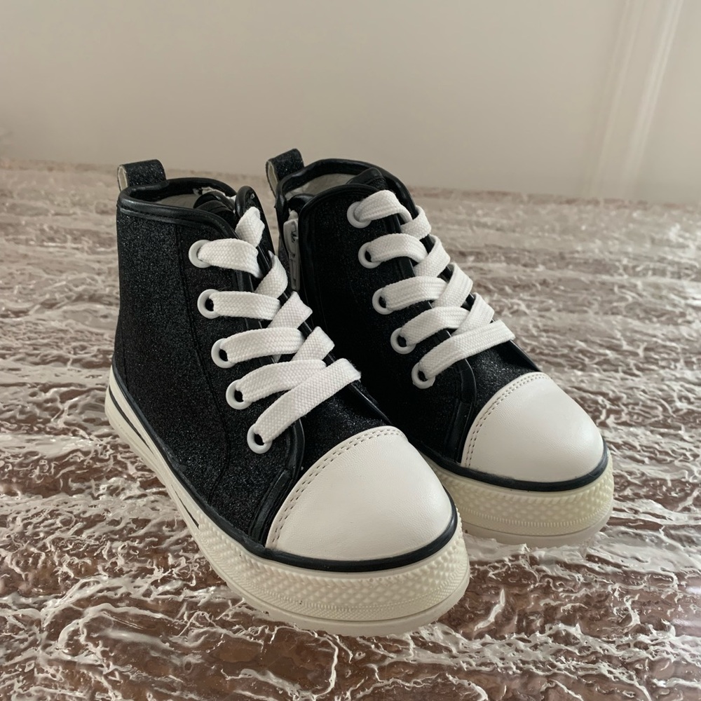 Chloe K. Black High Top Sparkle Sneakers for Girls